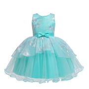 girls' dresses Gown Birthday Baby Bridesmaid Wedding Floral Party Pageant Dress Skirt baby easter clothes for girls Green,Size:3-4 Years